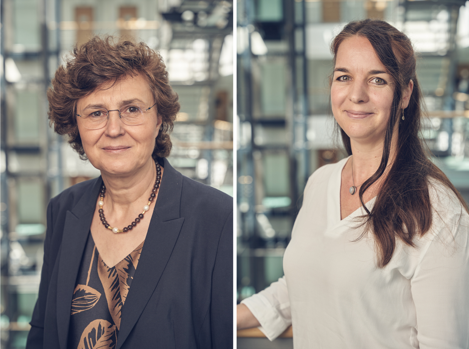 Portraitbild von Prof. Dr. Sabine Kulling, Koordinatorin des Innovationsraums NewFoodSystems (links) und Portraitbild von Dr. Melanie Huch, Leiterin In4Food, Wissenschaftlerin am Max-Rubner-Institut (rechts)