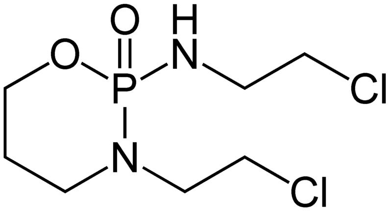 Chemical formula of ifosfamide.