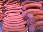 Different types of sausages.